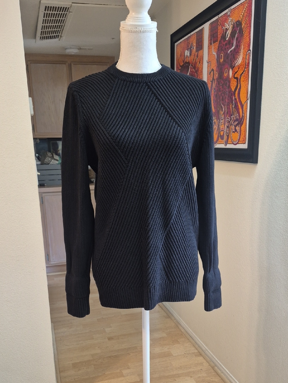 Zara Black Thick Knit Pullover Sweater Crewneck